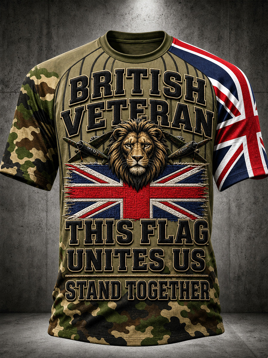 Vintage British Veteran-Inspired Graphic T-Shirt