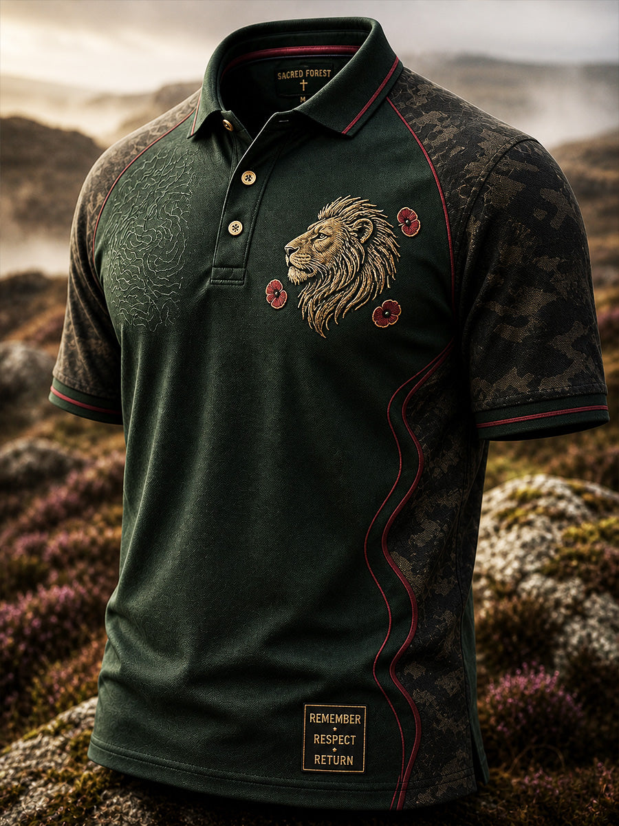 Vintage British Veteran-Inspired Graphic Casual Polo Shirt