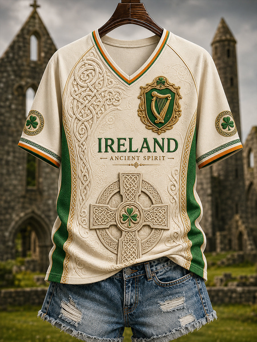 Women's Irish Patriotic Commemoration Round Neck Short Sleeve T-Shirt