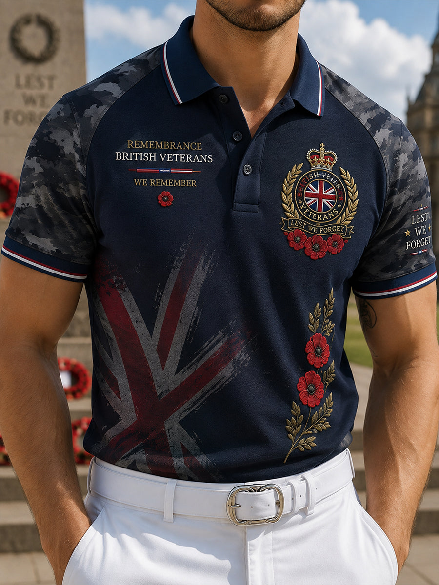 Men's Veteran Commemorative Print Short-Sleeve Polo Shirt