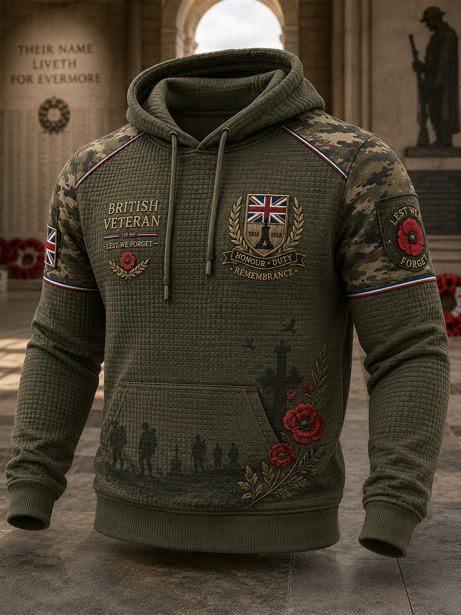Men's Veteran Memorial Graphic Waffle-Knit Long-Sleeve Sweatshirt