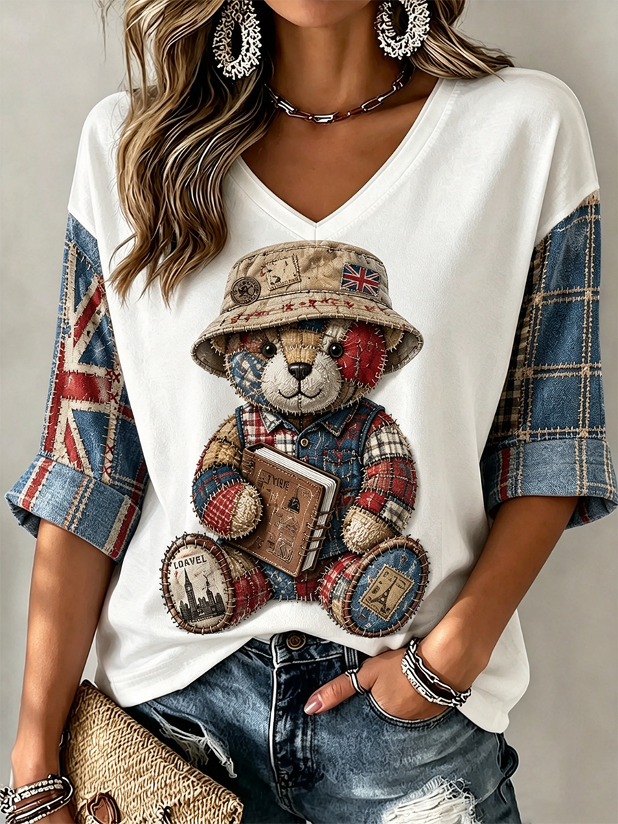 Women's Paddington Bear Linen Short-Sleeved T-Shirt