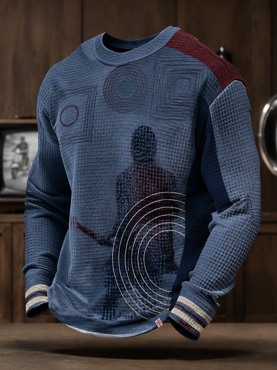 Men's Mods Music Lover Paul Art Printed Waffle Sweatshirt
