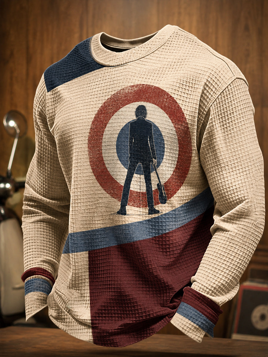 Men's Mods Music Lover Paul Art Printed Waffle Sweatshirt