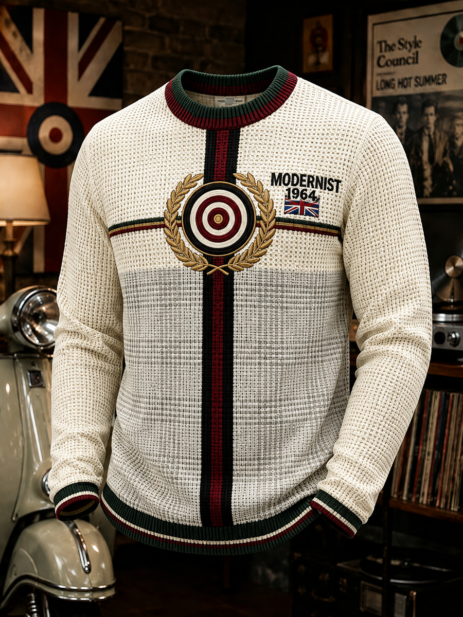 Men's Mods Culture UK Music Lover Printed Waffle Long Sleeve T-Shirt
