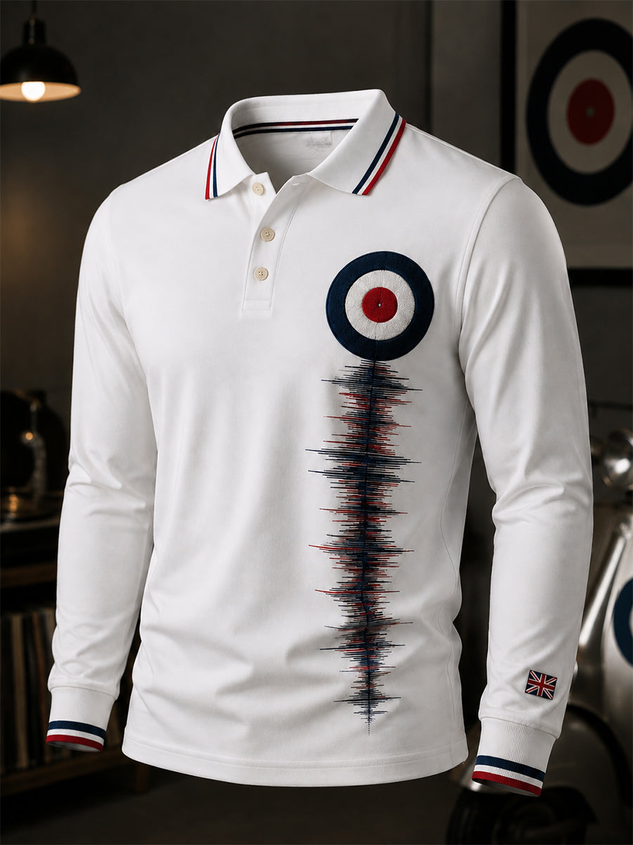 Men's Mods Culture UK Music Lover Business Style Printed Long-Sleeve Polo Shirt