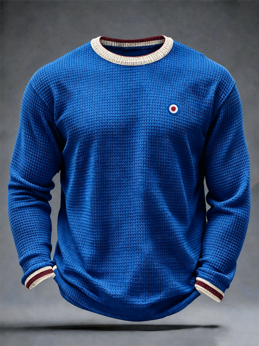 Men's Mods Culture UK Music Lover Business Style Printed Waffle Long Sleeve T-Shirt