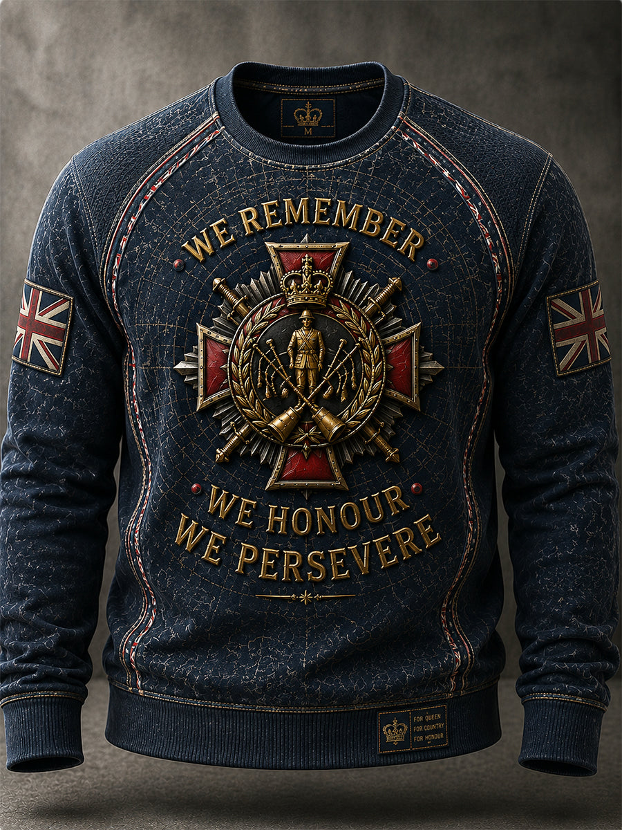 Men's British Veteran Commemorative Print Long-Sleeve Sweatshirt