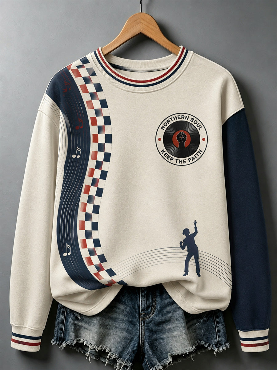 Women's Retro Northern Soul Keep The Faith Print Casual Sweatshirt