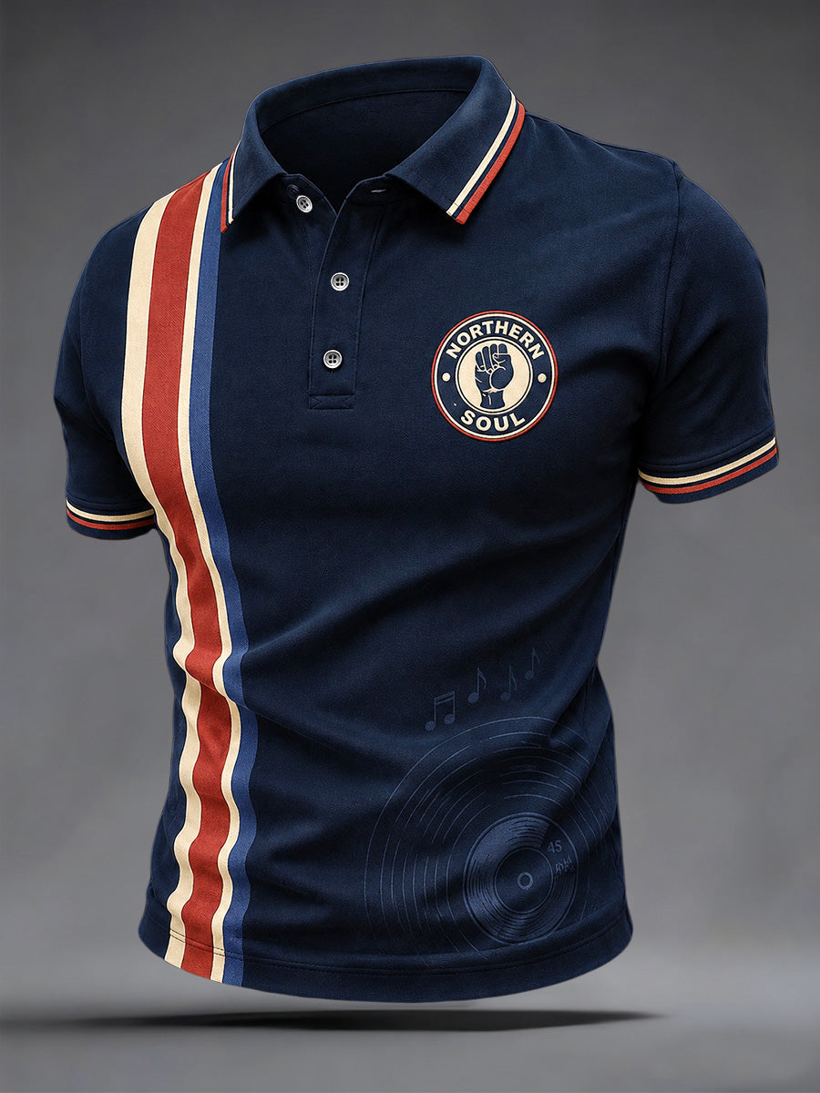 Men's Retro Northern Soul Keep The Faith Print Casual Polo