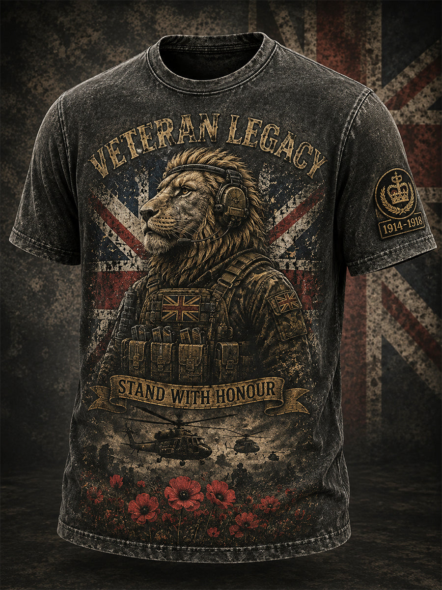 Men's British Veteran Commemorative Print Short-Sleeve T-Shirt