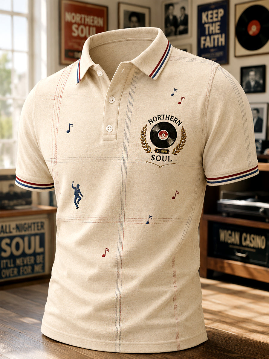 Men's Retro Northern Soul Keep The Faith Print Casual Polo Shirt