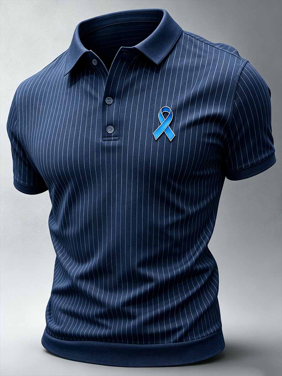 Men‘s Retro Prostate Cancer Awareness Print Casual Polo Shirt