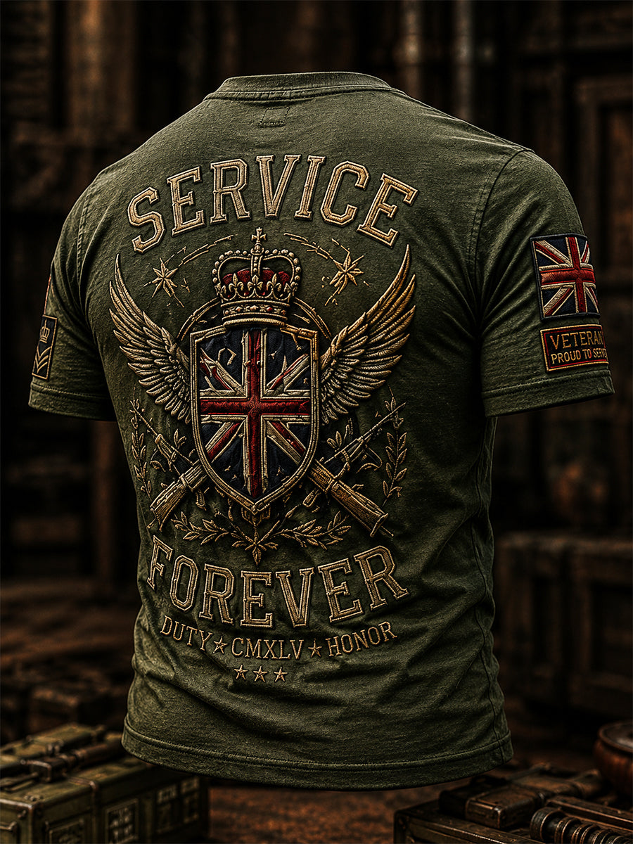 Men's British Veteran Commemorative Print Short-Sleeve T-Shirts
