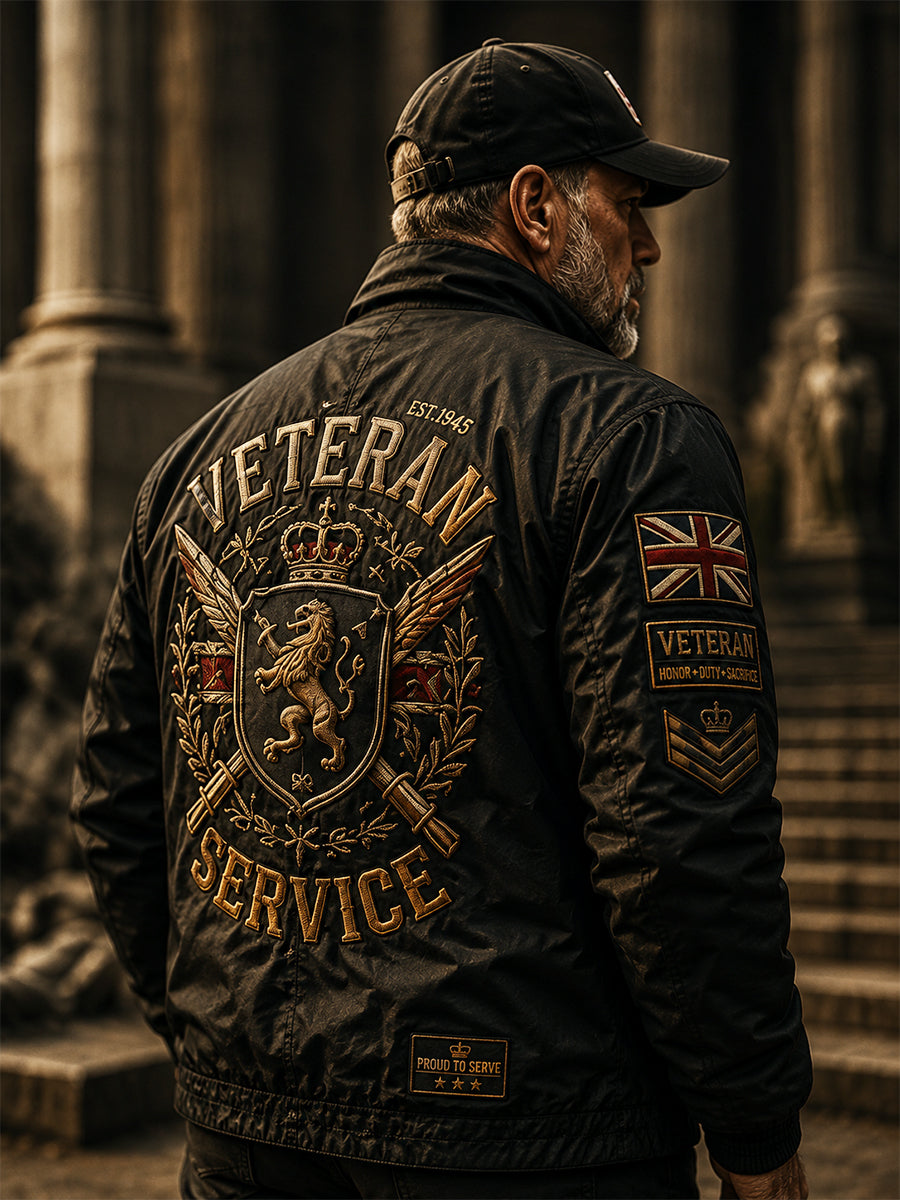 Men's British Veteran Commemorative Print Long-Sleeve Jacket