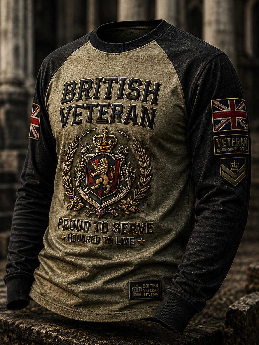 Men's British Veteran Commemorative Print Long-Sleeve Top