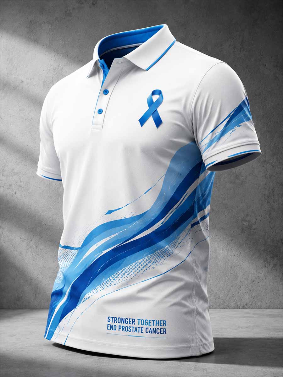 Men's Vintage Prostate Cancer Awareness Graphic Polo Shirt