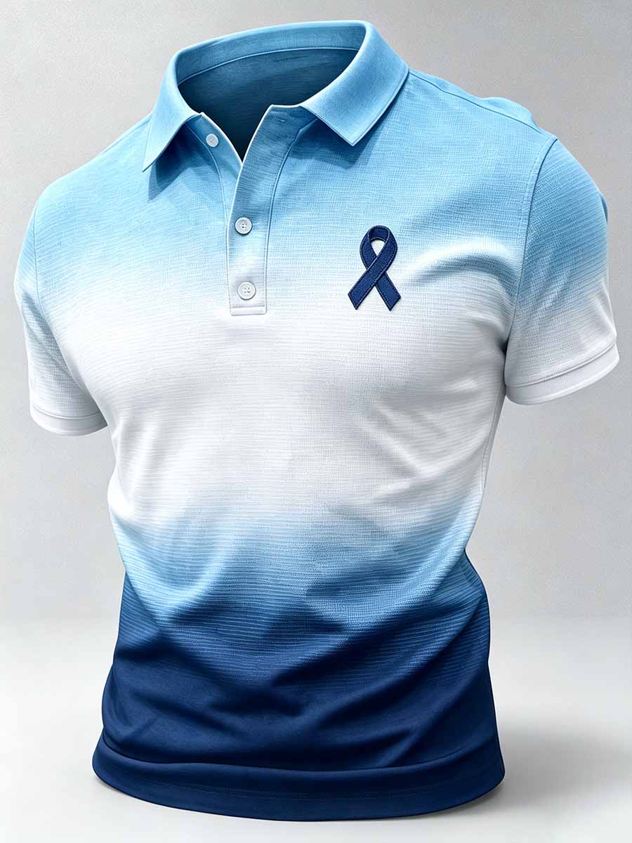 Men‘s Retro Prostate Cancer Awareness Print Casual Polo Shirt