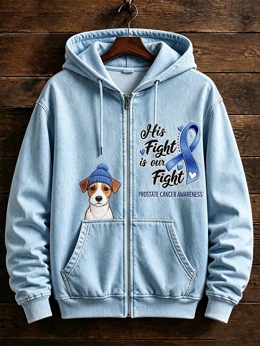 Men's Retro Prostate Cancer Awareness Print Casual Sweatshirt Coat
