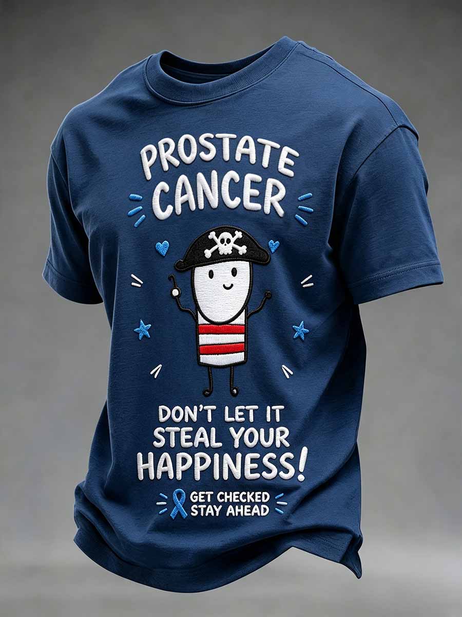Men's Funny Prostate Cancer Awareness Print Casual T-Shirt