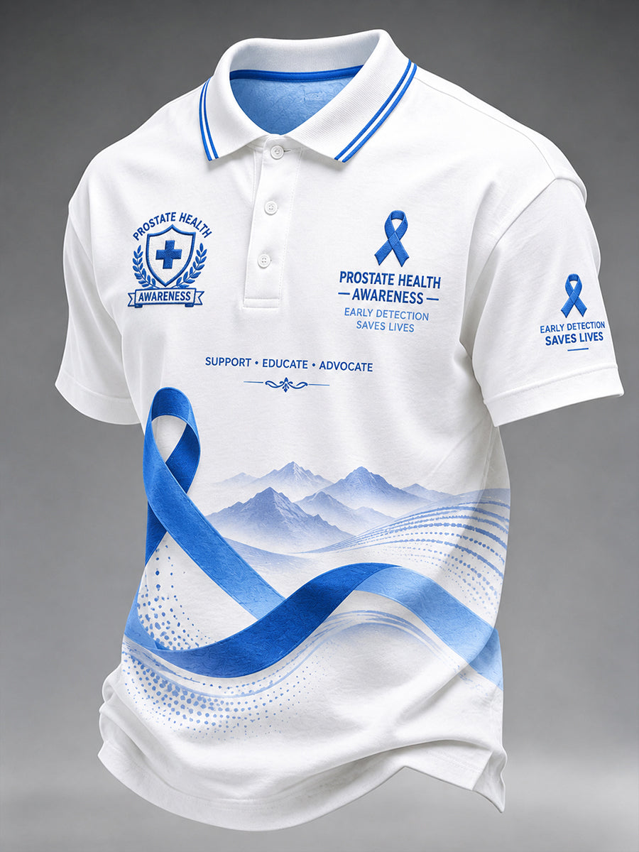Men's Prostate Cancer Awareness Graphic Short-Sleeve Polo Shirt