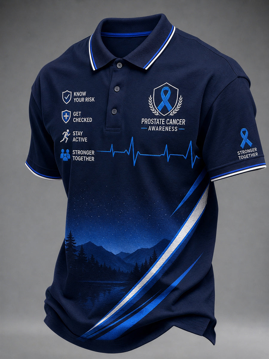 Men's Prostate Cancer Awareness Graphic Short-Sleeve Polo Shirt