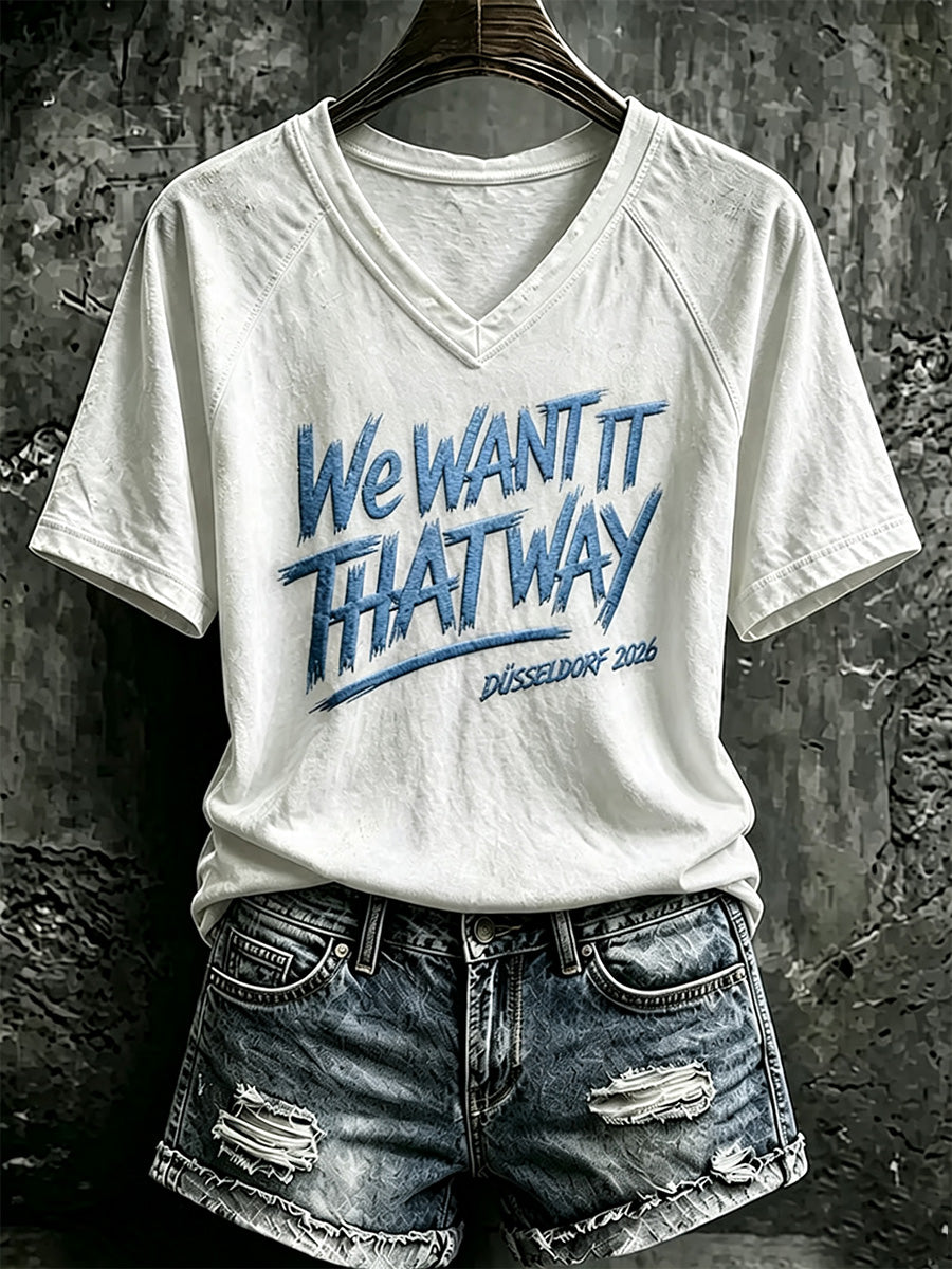 Women's Retro 90s Music Inspired Graphic Print Casual V-Neck Tee