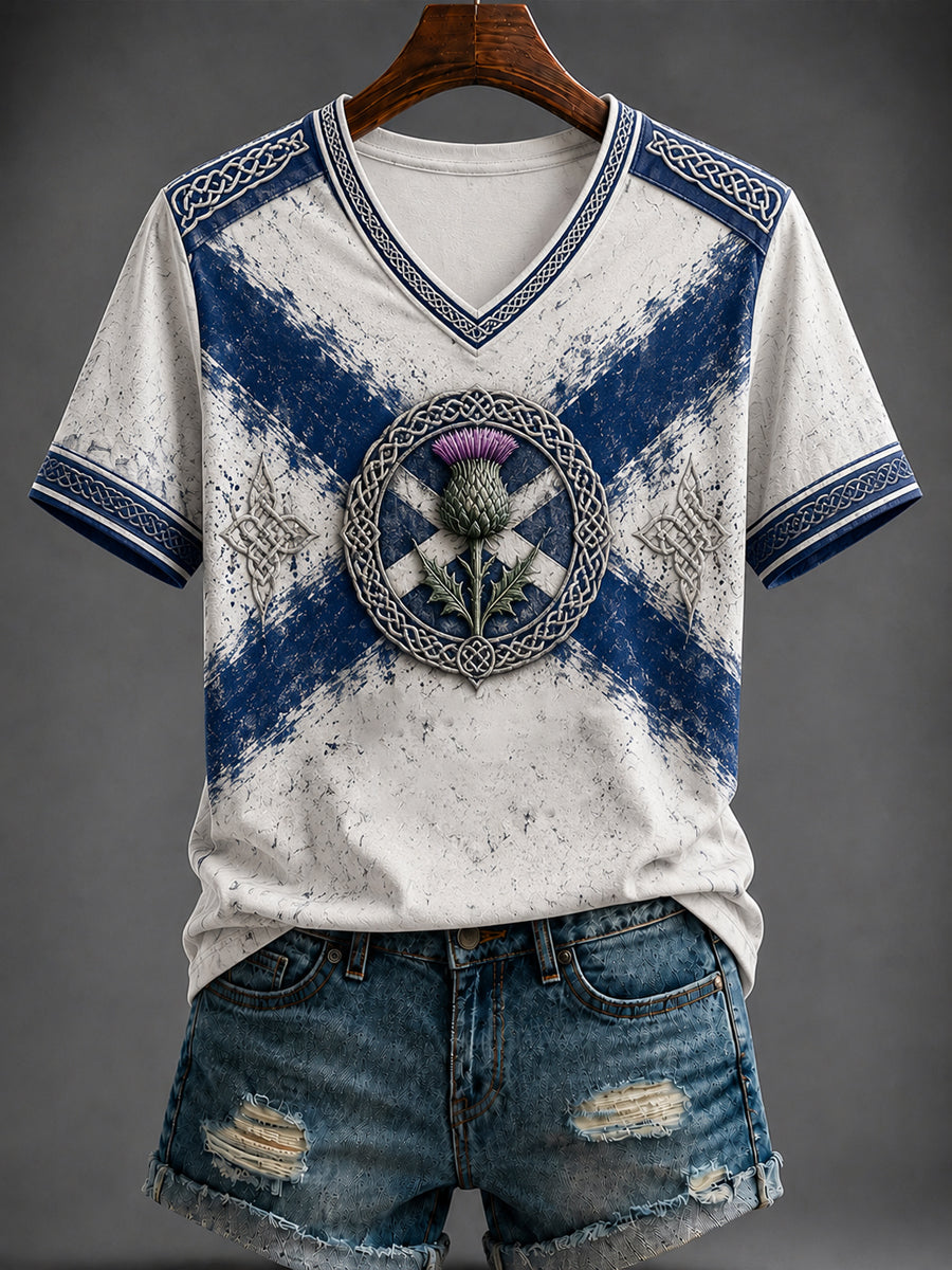 Women's St Andrew’s Day Printed V-neck T-shirt