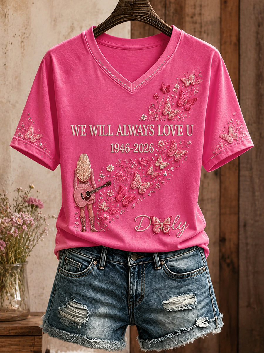 Women's Country Music Lover Queen of Country Floral Art Printed T-shirt