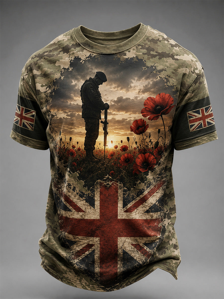Men's British Veterans Memorial Print Casual Tee