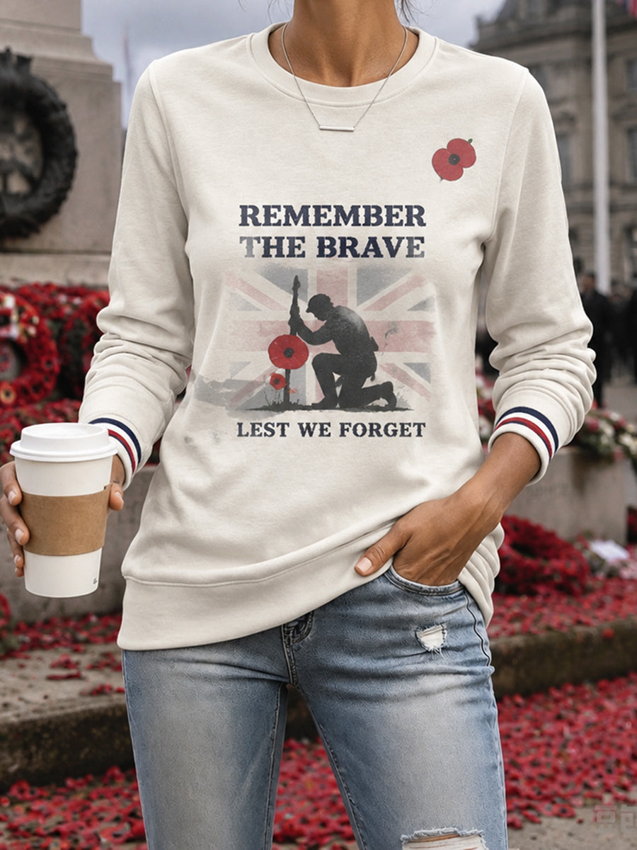 Woman's Vintage British Rememberance Day-Themed Printed Sweatshirt