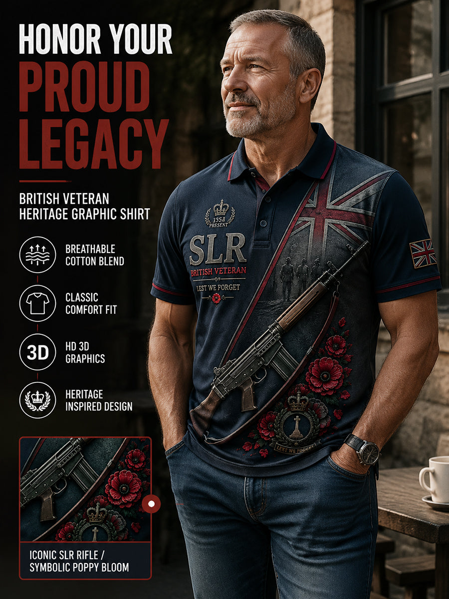 Men's Retro Weapon Print Short-Sleeve Polo Shirt