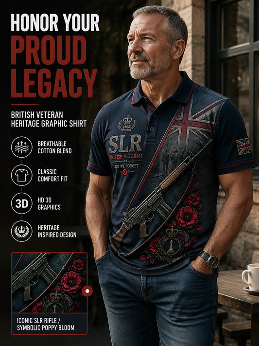Men's Retro Weapon Print Short-Sleeve Polo Shirt
