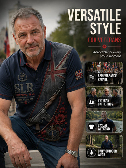 Men's Retro Weapon Print Short-Sleeve Polo Shirt