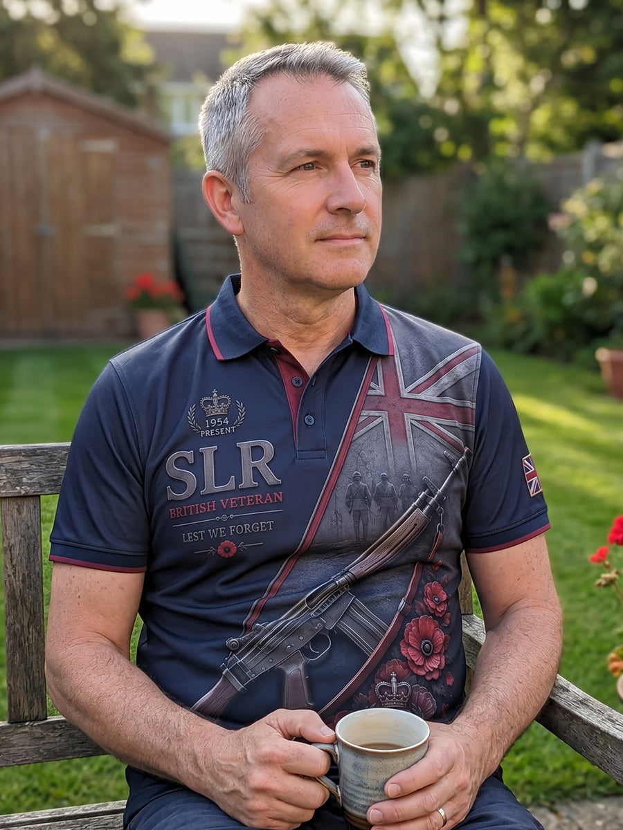 Men's Retro Weapon Print Short-Sleeve Polo Shirt