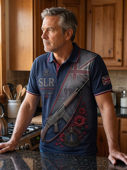 Men's Retro Weapon Print Short-Sleeve Polo Shirt