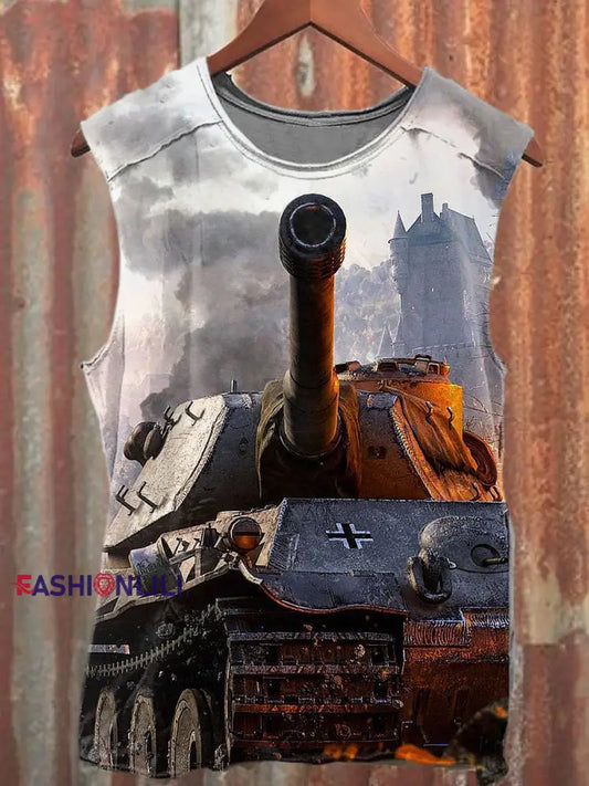 Men's Casual Battlefield Tank Printed Tank Top