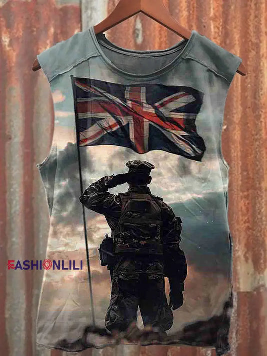Men's Casual British Soldier Printed Tank Top