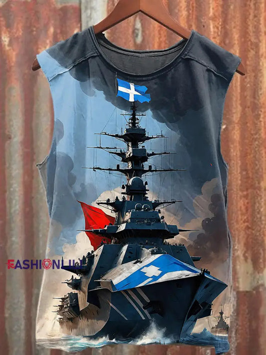 Men's Casual Scottish Aircraft Carrier Printed Tank Top