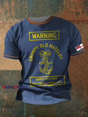 Men's Royal Navy Grumpy Old Veteran Printed T-shirt