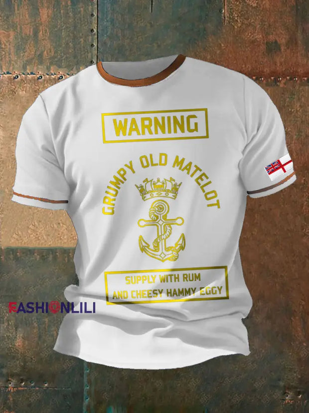 Men's Royal Navy Grumpy Old Veteran Printed T-shirt