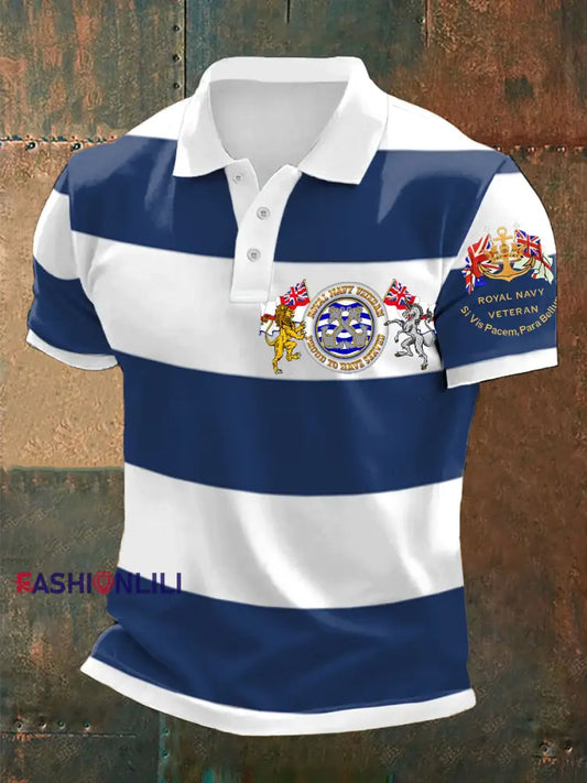 Men's Royal Navy Veteran Printed Casual Tops