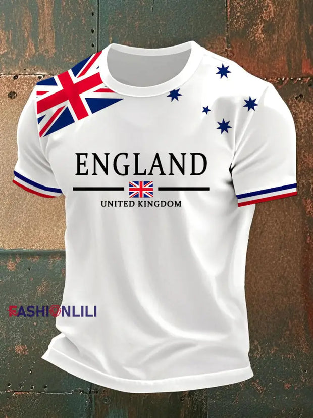 Men's Union Jack Printed Casual T-Shirt