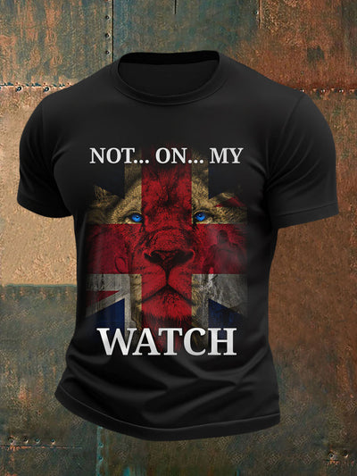 Men's Not…On…My Watch UK Flag Lion Print Casual Tee
