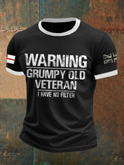 Men's Royal Navy Grumpy Old Veteran Printed T-shirt