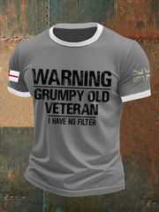 Men's Royal Navy Grumpy Old Veteran Printed T-shirt