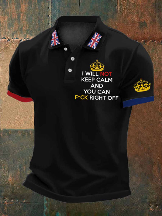 Men's Retro British Culture Art Print Casual Short Sleeve polo