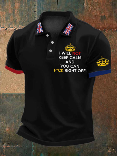 Men's Retro British Culture Art Print Casual Short Sleeve polo