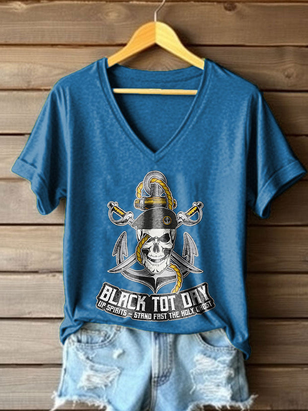 Women's Funny Whiskey Beers Black Tot Day Printed T-Shirt