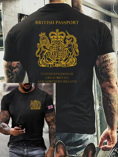 Men's Retro British Culture Art Print Casual Short Sleeve T-Shirt